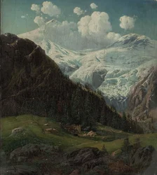 Alpeggio tirolese con vista sul ghiacciaio Hintertux
